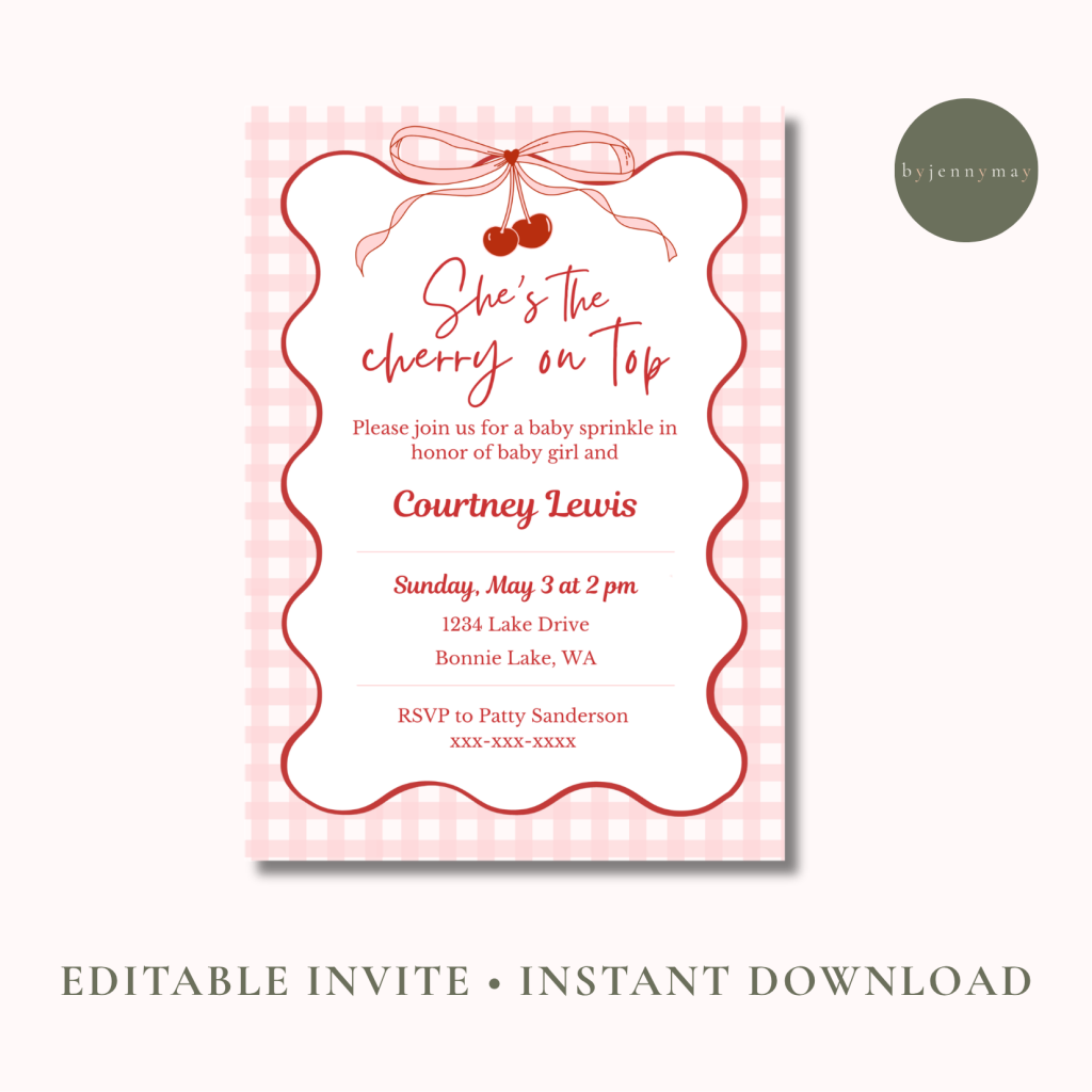 cherry on top editable invitation